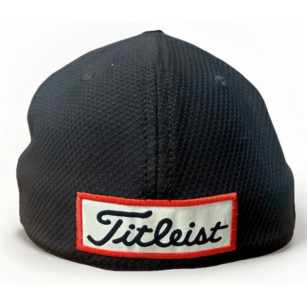 Titleist Golf Hat Cap Black Blue Script Pro V1 A-Flex Fitted L/XL FootJoy